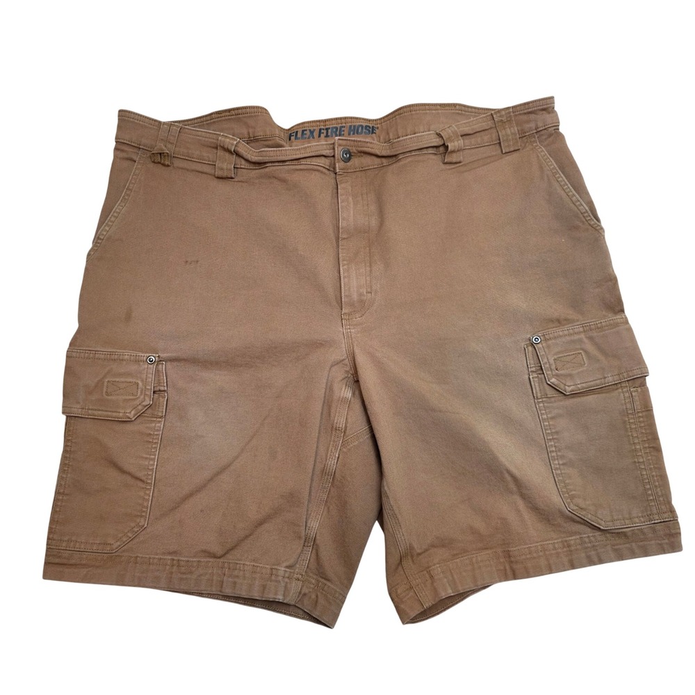 Duluth Trading Flex Fire Hose Cargo Shorts 48 Relaxed Fit Brown Cotton Spandex